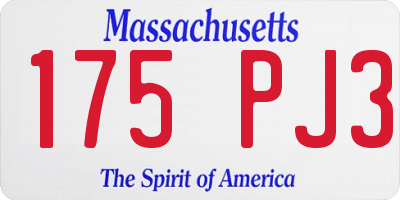 MA license plate 175PJ3