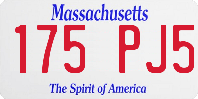 MA license plate 175PJ5