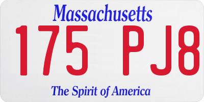 MA license plate 175PJ8