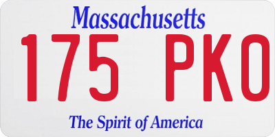 MA license plate 175PK0