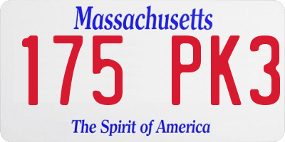 MA license plate 175PK3