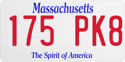 MA license plate 175PK8