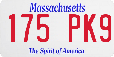 MA license plate 175PK9