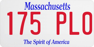 MA license plate 175PL0