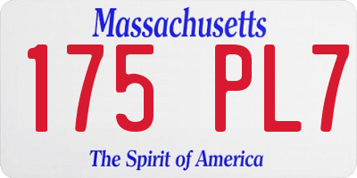 MA license plate 175PL7