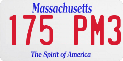 MA license plate 175PM3