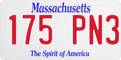 MA license plate 175PN3