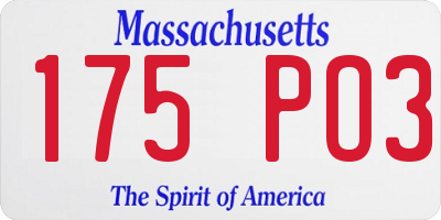 MA license plate 175PO3