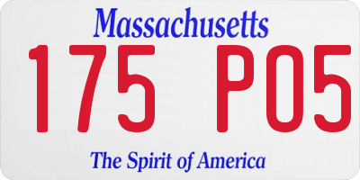 MA license plate 175PO5