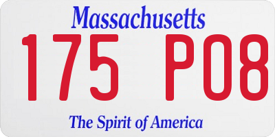 MA license plate 175PO8