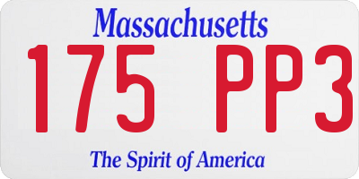 MA license plate 175PP3