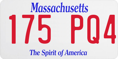MA license plate 175PQ4