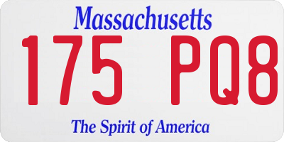 MA license plate 175PQ8