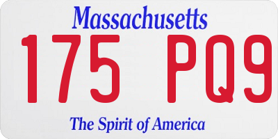 MA license plate 175PQ9