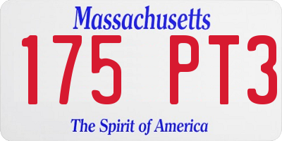 MA license plate 175PT3