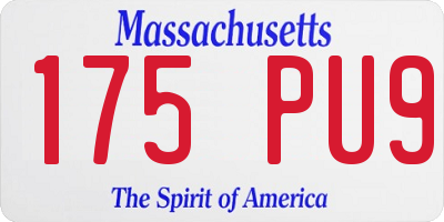 MA license plate 175PU9
