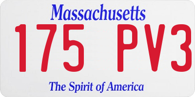 MA license plate 175PV3