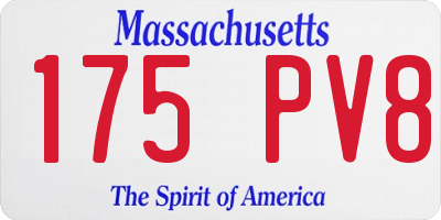 MA license plate 175PV8