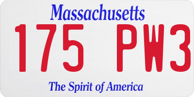 MA license plate 175PW3