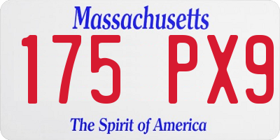 MA license plate 175PX9