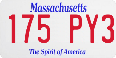 MA license plate 175PY3