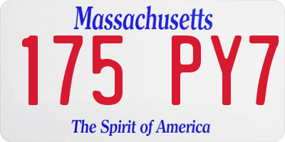 MA license plate 175PY7