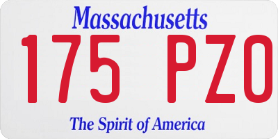 MA license plate 175PZ0