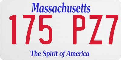 MA license plate 175PZ7