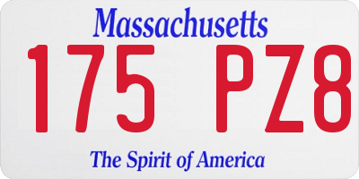 MA license plate 175PZ8