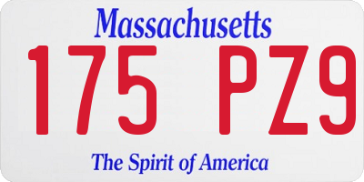 MA license plate 175PZ9