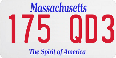 MA license plate 175QD3