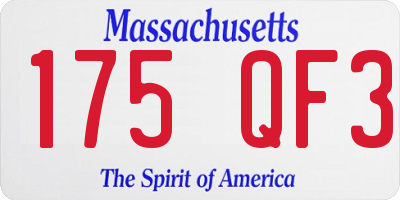 MA license plate 175QF3