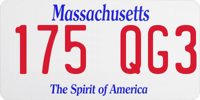 MA license plate 175QG3