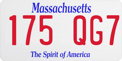 MA license plate 175QG7