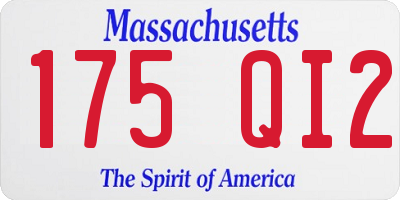 MA license plate 175QI2