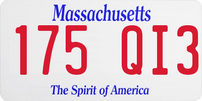 MA license plate 175QI3