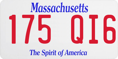 MA license plate 175QI6