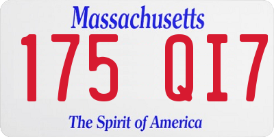 MA license plate 175QI7