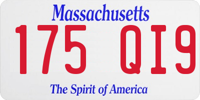 MA license plate 175QI9