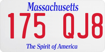 MA license plate 175QJ8