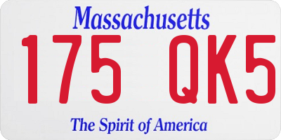 MA license plate 175QK5