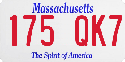 MA license plate 175QK7