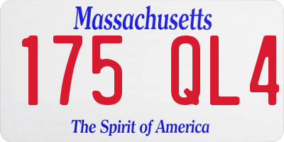 MA license plate 175QL4