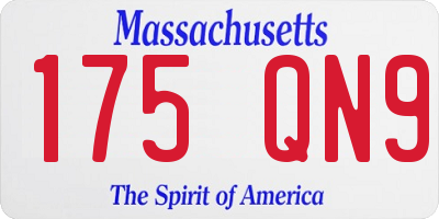 MA license plate 175QN9