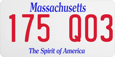 MA license plate 175QO3