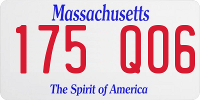 MA license plate 175QO6