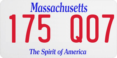 MA license plate 175QO7