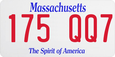 MA license plate 175QQ7