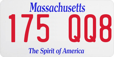 MA license plate 175QQ8