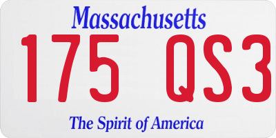 MA license plate 175QS3